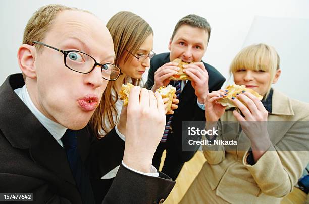 Office Workers Eating Stock Photo - Download Image Now - 12 O'Clock, Adult, Adults Only