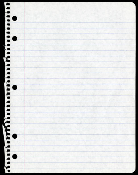 Sheet of Paper Torn From Spiral Notebook High resolution sheet of paper that has been ripped from a spiral binder. White paper with horizontal blue lines and a vertical red line on left. Zoom in to see great details. cut or torn paper paper torn message pad stock pictures, royalty-free photos & images