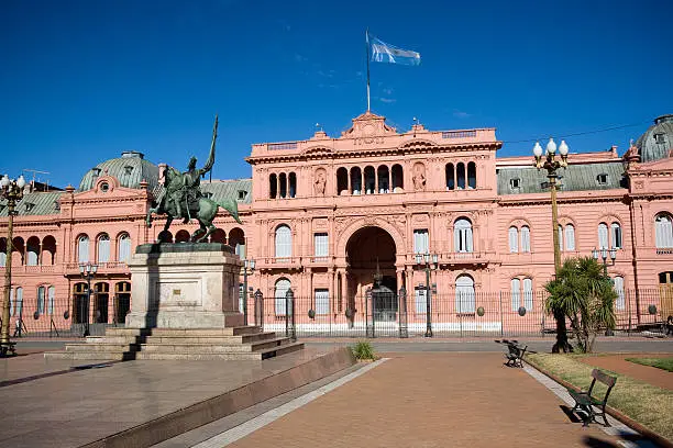 Front view of the Casa Rosada, Buenos Aires. The most important government building of Argentina. Built around 1594, ended the last modification in 1898 by an italian architect called Francesco Tamburini.