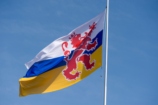 flag of Dutch province Limburg flying in the wind