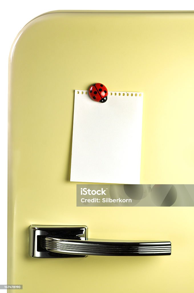 Blank notebook paper on fridge with magnet Blank note on fifties fridge door, copyspace for message

[url=http://www.istockphoto.com/my_lightbox_contents.php?lightboxID=6173834][IMG]http://i60.photobucket.com/albums/h12/silberkorn/Notes.jpg[/IMG][/url] Refrigerator Stock Photo
