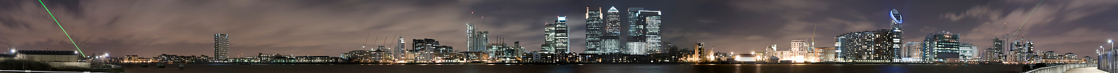 Canary Wharf, Docklands, London - seen from the O2, 180+ degree panorama