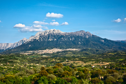 Town of Oliena under Supramonte mountain of Gennargentu mountain range. 16 km from Nuoro.
