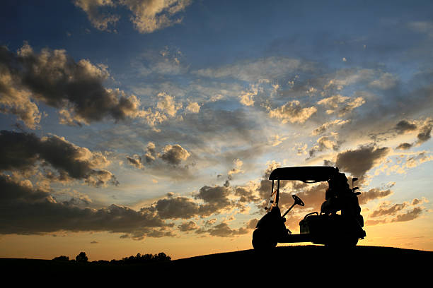 Golf Cart Silhouette  night golf stock pictures, royalty-free photos & images
