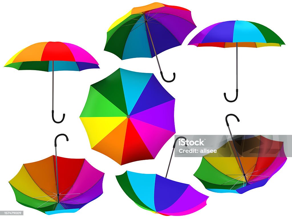 Guarda-chuva isolada arco-íris - Foto de stock de Fundo Branco royalty-free