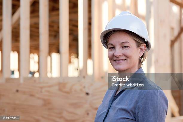 Professional Woman At Construction Site Stock Photo - Download Image Now - Adult, Adults Only, Architect