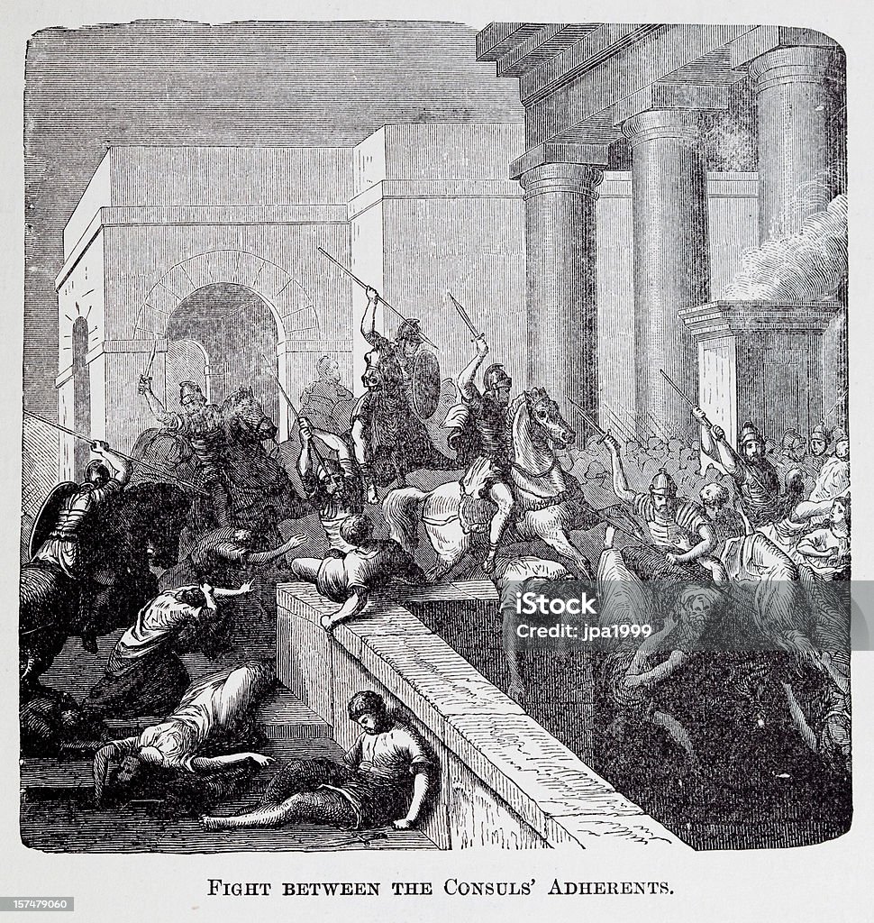 Século XIX gravação de romans combate - Royalty-free Cultura Mediterrânica Ilustração de stock