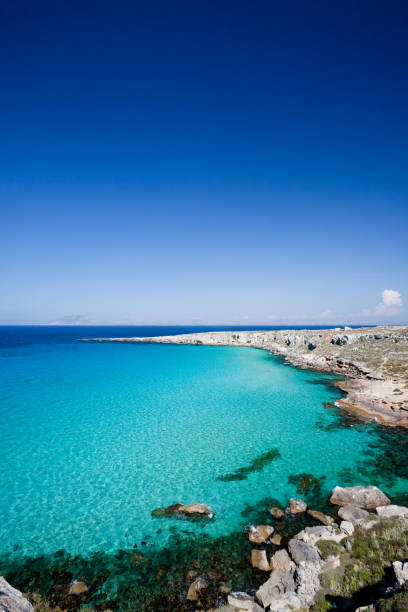 Cala Rossa, one of the best beaches in Favignana, the main island of the Egadi archipelago (Sicily, Italy)