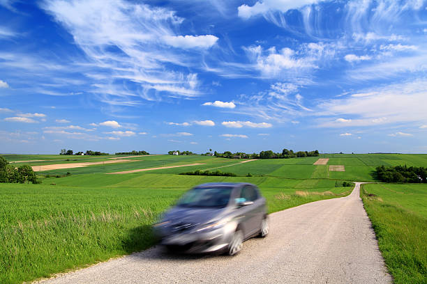 istock Blurred car on the country road 157479332