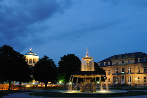 Stuttgart New Palace, Art Museum and Fountain of Palace Park