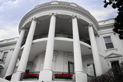 View of the North Side of the White House With Cloudy Skies