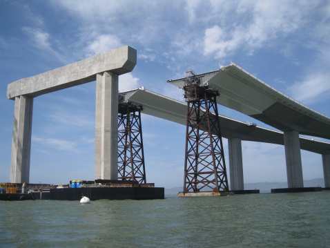 Modern Bay Bridge Partially Built - Bay Area, California