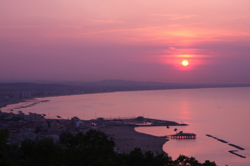 Sunset over the bay of Rimini, Italy