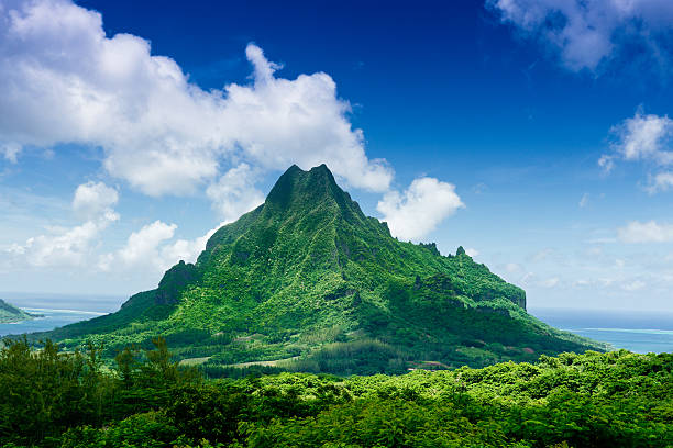 monte roto nui montagne vulcaniche dell'isola di moorea - tahiti foto e immagini stock
