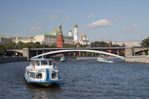 The Moscow Kremlin from the embankment. The center of Moscow, the capital of the Russian Federation.