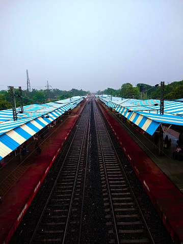 Beautiful Indian railways station in rain