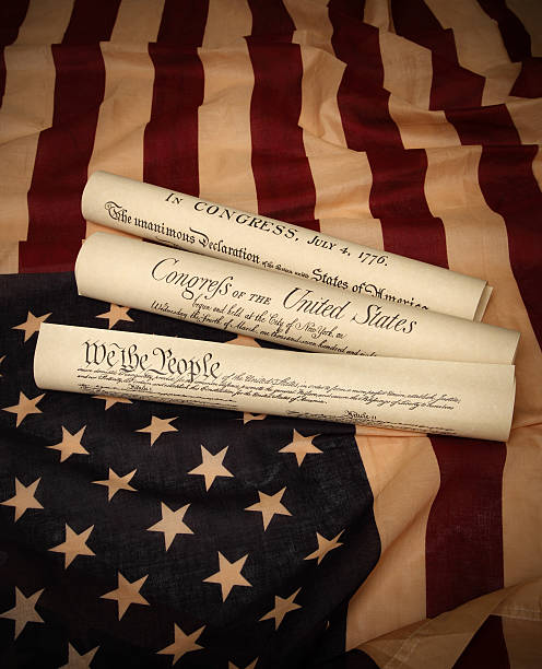 istock Documents of America History and US flag 157480741