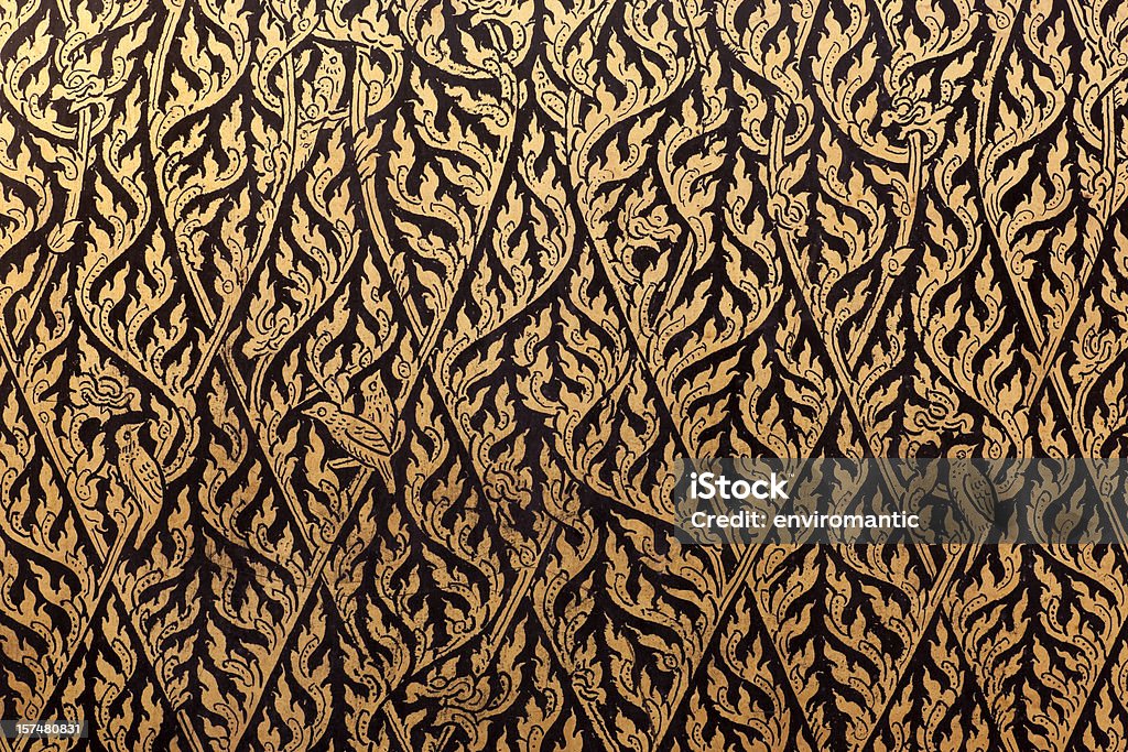 Laque dorés décoratifs thaï à motif antique armoire. - Photo de Thaïlande libre de droits