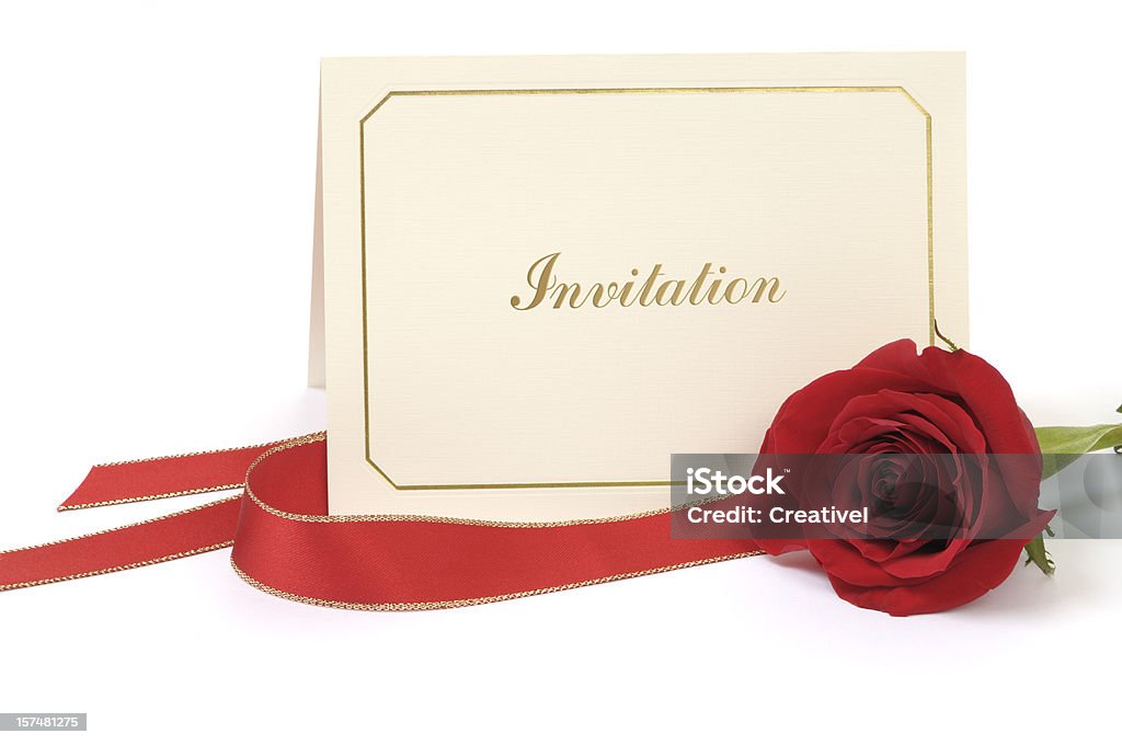 Blank Invitation card with rose  Wedding Invitation Stock Photo