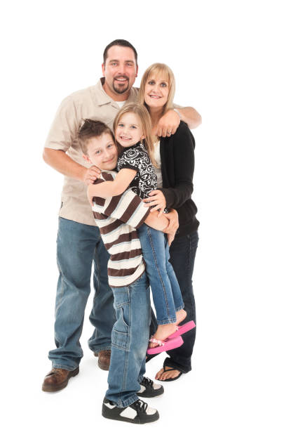 istock Happy Family of Four on White 157481287