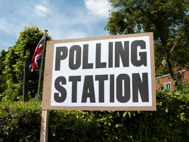 istock UK polling station sign with Union Jack 157481440