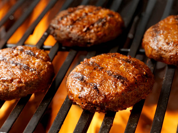 Home Made BBQ Hamburger Patties on the Grill - Photographed on a Hasselblad H3D11-39 megapixel Camera System