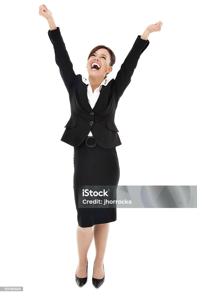 Elated Businesswoman  Suit Stock Photo