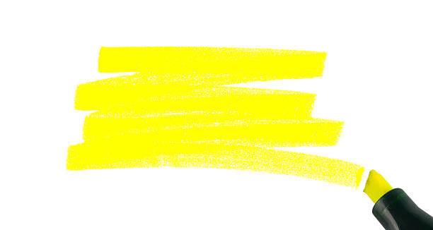 swash из маркер ручка, изолированные на белом фоне. - highlighter felt tip pen yellow pen стоковые фото и изображения
