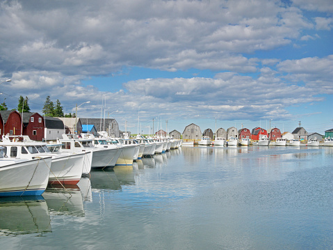 A Sunday afternoon in late Spring and the fishing fleet is moored at Malpeque Harbour in Canada's Prince Edward Island.