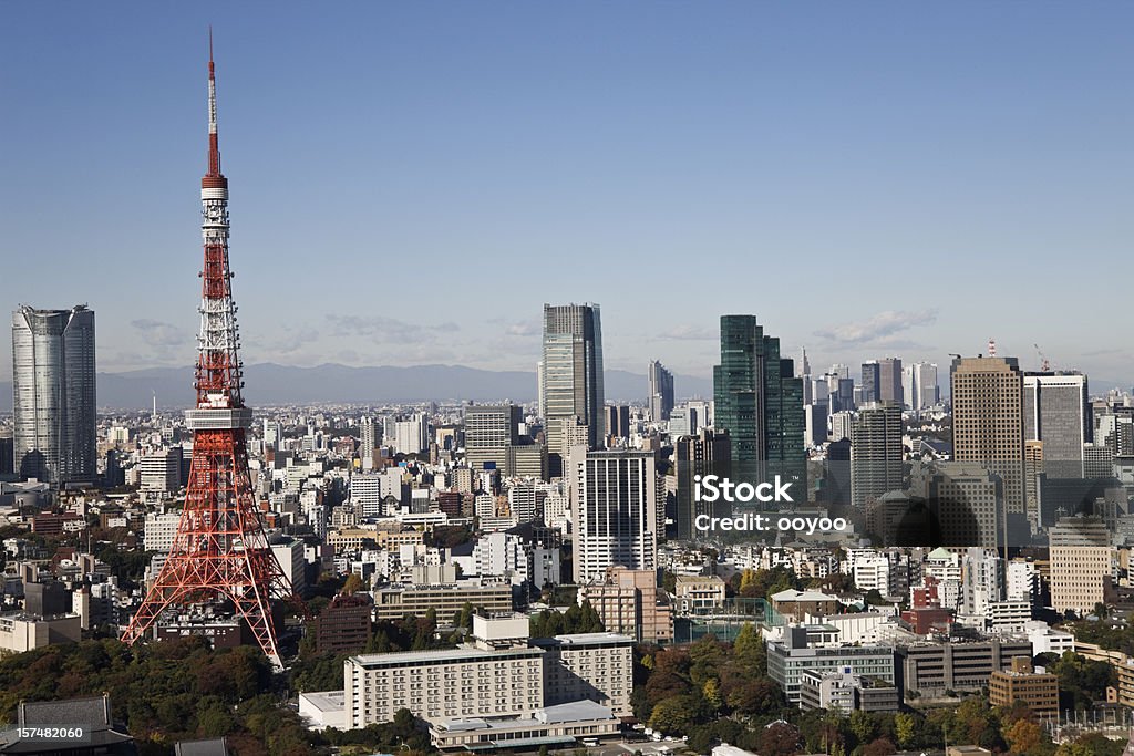 Tokyo Skyline Tokyo tower & office buildings on clear autumn sky Architecture Stock Photo