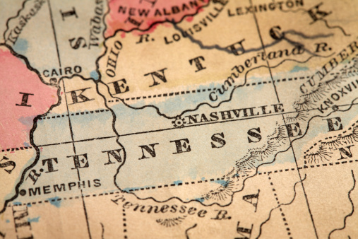 vintage map macro showing the state of Tennessee