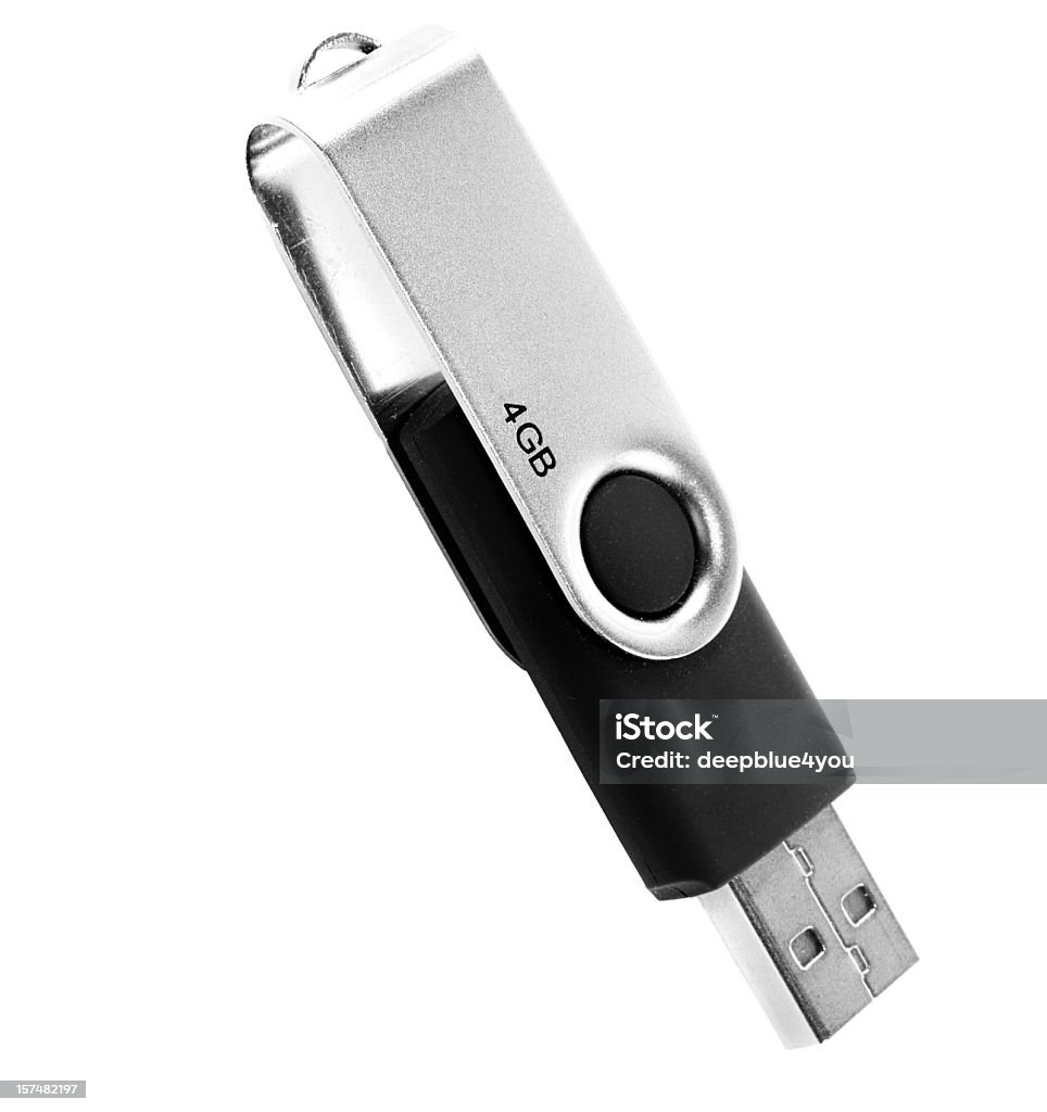 Clé USB de stockage isolé sur blanc - Photo de Objet ou sujet détouré libre de droits