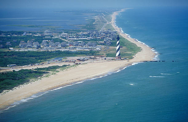 Cape Hatteras Lighthouse from the Air  cape hatteras stock pictures, royalty-free photos & images