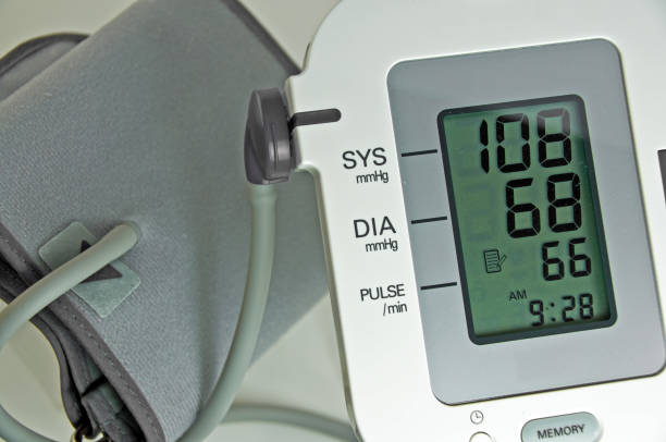 A electric sphygmomanometer for taking blood pressure at home or at work. This one shows a very low blood pressure reading in the morning