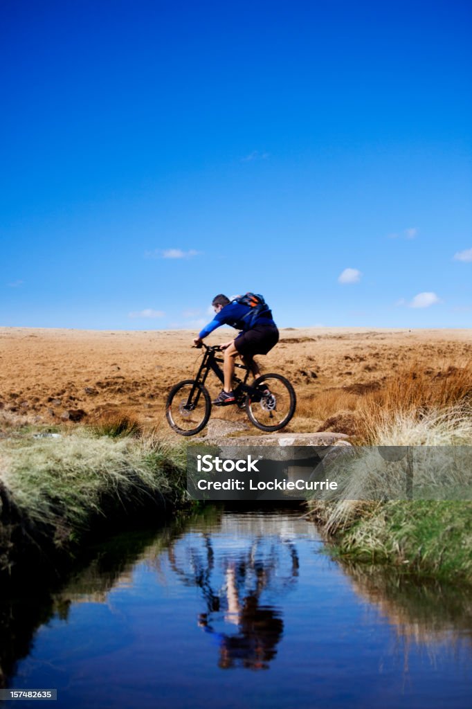 Mountain bike man on his bike Leisure Activity Stock Photo