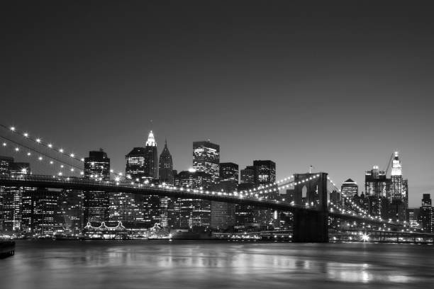 XXXL - black and white manhattan skyline at dusk - camera canon 5D mark II - unsharped RAW - adobe colorspace