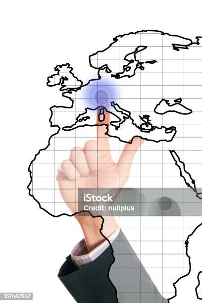 Pointing At Europe Stock Photo - Download Image Now - Accuracy, Analyzing, Blue