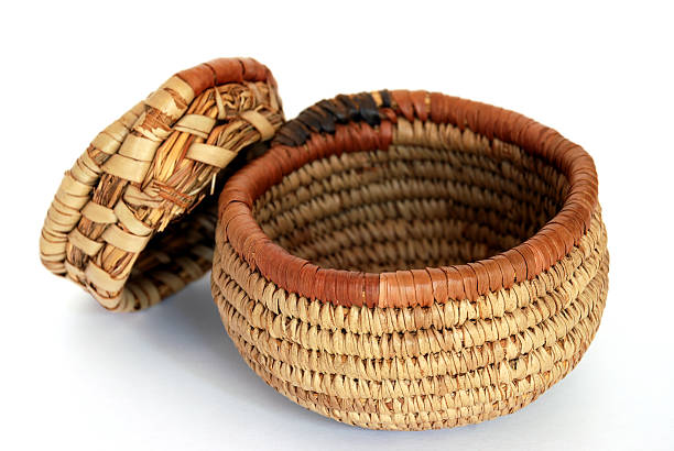 African Basket with Lid stock photo