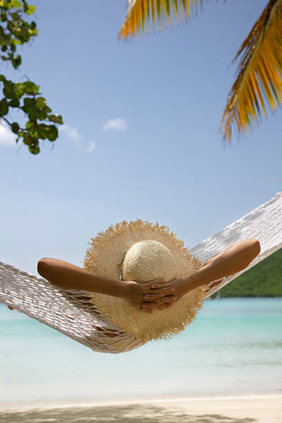 istock woman relaxing in hammock 157483444