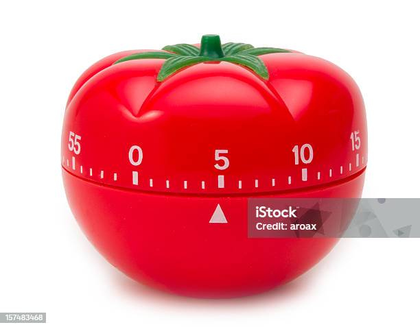 Tomate Temporizador Do Relógio - Fotografias de stock e mais imagens de Temporizador - Temporizador, Tomate, Fundo Branco