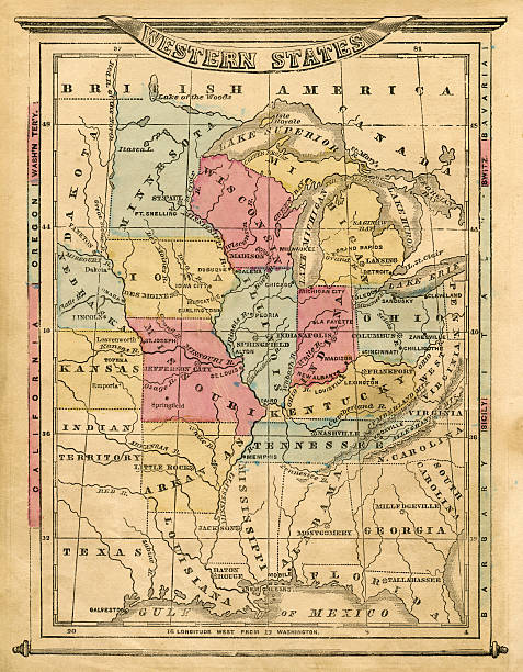 Western states Western states vintage map dating back to 1867 arkansas kansas stock pictures, royalty-free photos & images