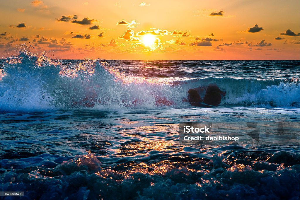 Florida Sunset Over the Ocean  Beach Stock Photo