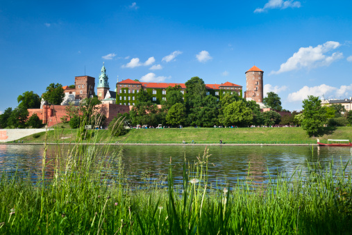 Wawel castle near Vistula river. Landmark of Krakow, Poland.