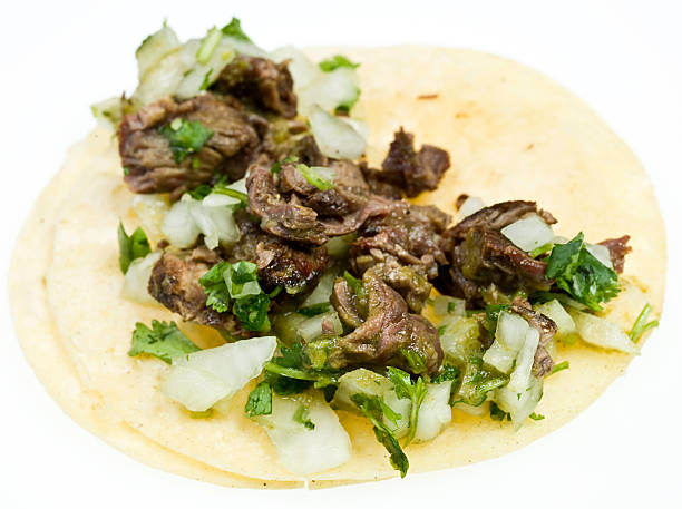 ステーキタコスのクローズアップ - beef taco ストックフォトと画像