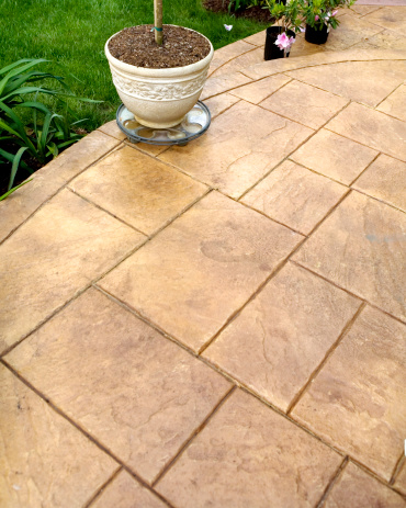 Stamped Concrete Patio and Sidewalk made to resemble slate