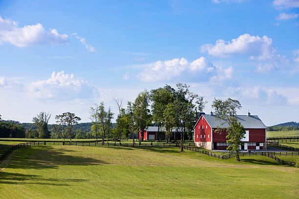 田舎の農家 - house barn residential structure rural scene ストックフォトと画像