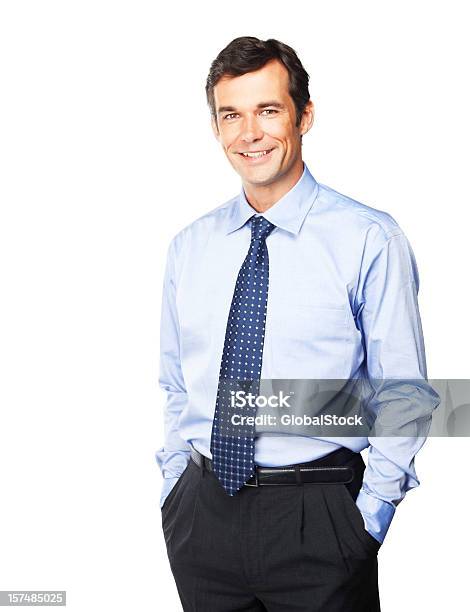 행복함 중년 남자 사업가 포켓 자신의 손을 남자에 대한 스톡 사진 및 기타 이미지 - 남자, 셔츠와 넥타이, 인물 사진