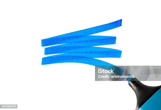 스워시 선으로나 형광펜 파란색에 대한 스톡 사진 및 기타 이미지 - 파란색, 형광펜, 싸인펜