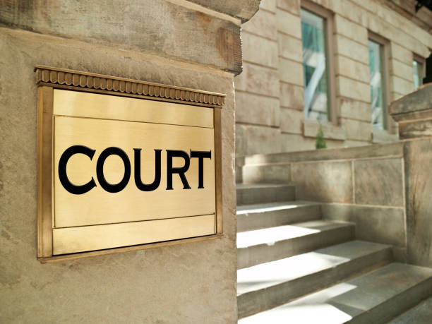 istock Bronze court plaque on an important building 157485162