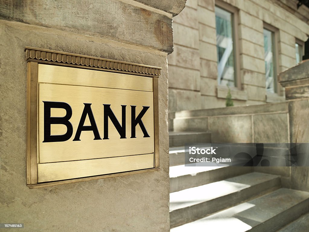 Bank-Schild auf eine wichtige finance building - Lizenzfrei Bank Stock-Foto